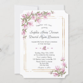 Invitación Acuarela Magnolia Flores Bloom Boda de Oro