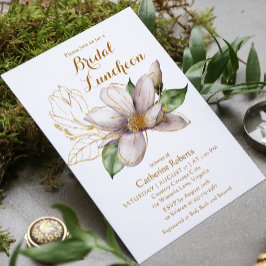 Invitación Acuarela Magnolia Morado Floral Bridal Luncheon