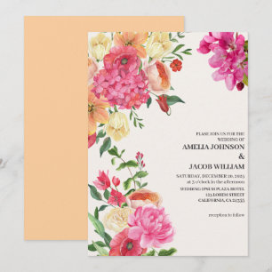 Invitación Acuarela mantequilla floral boda primavera amarill