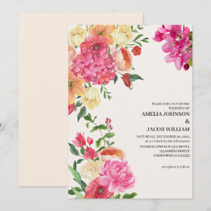 Invitación Acuarela mantequilla floral boda primavera amarill