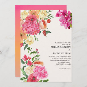 Invitación Acuarela mantequilla floral boda primavera amarill
