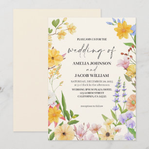 Invitación Acuarela mantequilla floral boda primavera amarill