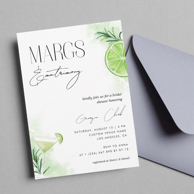 Invitación Acuarela Margarita Cocktail & Lime Bridal Shower (Subido por el creador)