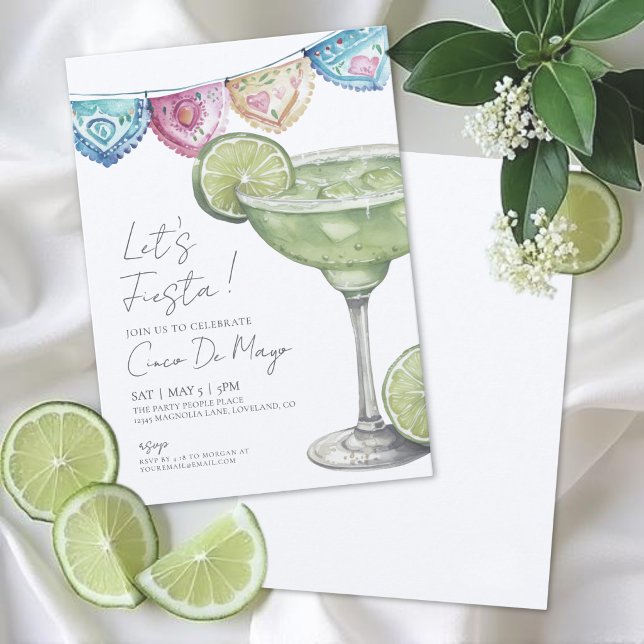 Invitación Acuarela Margarita Fiesta Cinco De Mayo (Watercolor Margarita Cinco De Mayo Party Invitation)
