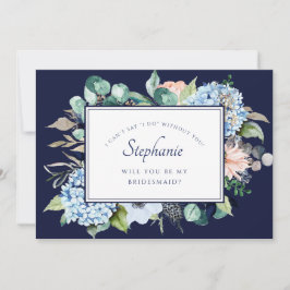 Invitación Acuarela Marina Floral Azul Hidrangea Bridesmaid