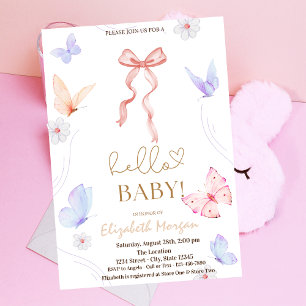 Invitación Acuarela Mariposa Lunares Baby Shower
