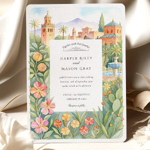 Invitación Acuarela Marrakesh Boda Jardín Marroquí