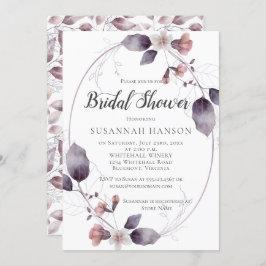 Invitación Acuarela Mauve Flores rosas deja ducha de novia