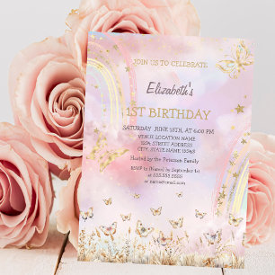 Invitación Acuarela Meadow Butterflies Cumpleaños
