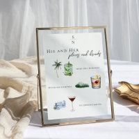 Acuarela | Menú de bebidas con firma de novias y n