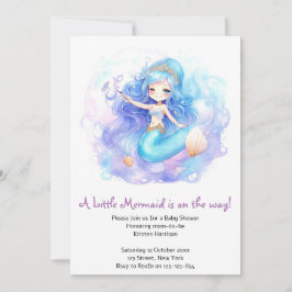 Invitación Acuarela Mermaid Baby Shower