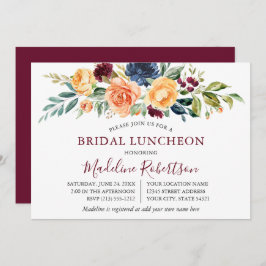 Invitación Acuarela Mezclada Floral Bridal Lunes de novia Bor