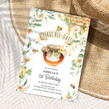 Acuarela Miel Primer Día de Abeja Primer Cumpleaño