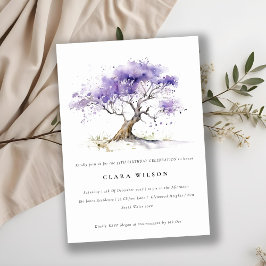 Invitación Acuarela mínima de Lilac Jacaranda Árbol Cumpleaño