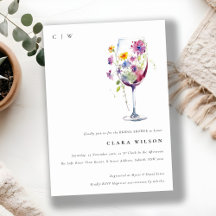 Acuarela Mínima Floral Vino Vidrio Ducha Bridal