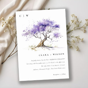 Invitación Acuarela mínima Lilac Jacaranda Tree Boda