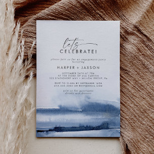 Invitación Acuarela moderna   Azul Celebremos