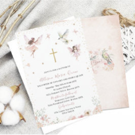 Invitación Acuarela Moderna Baptismo Hada Floral Mágica Pr