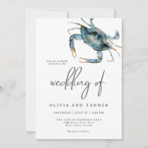 Acuarela moderna Blue Crab Beach Wedding
