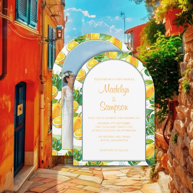 Invitación Acuarela moderna boda amarillo de limón Garden (Subido por el creador)