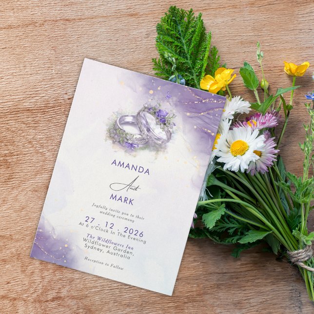 Invitación Acuarela Moderna Boda elegante Lilac (Subido por el creador)