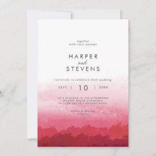Invitación Acuarela moderna   Boda rosa delante y detrás