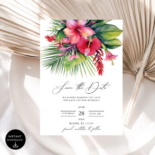 Invitación Acuarela moderna Botánica tropical Guardar la fech