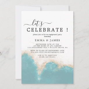 Invitación Acuarela moderna Celebremos Verde azulado