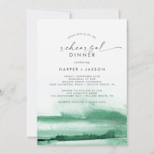Invitación Acuarela moderna   Cena de ensayo verde