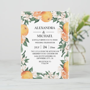 Invitación Acuarela moderna Citrus Boho Boda Botánico