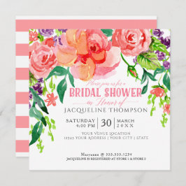 Invitación Acuarela moderna Floral Coral Roses rosados Lavand