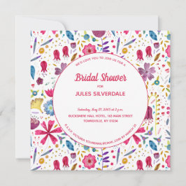 Invitación Acuarela moderna Floral Púrpura Rosa