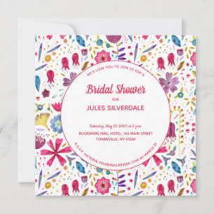 Invitación Acuarela moderna Floral Púrpura Rosa
