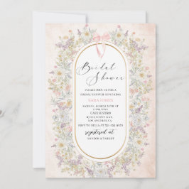 Invitación Acuarela moderna Flores retro de arco rosado Novia