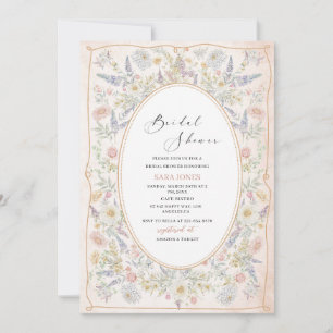 Invitación Acuarela moderna Flores retro de arco rosado Novia