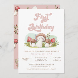 Invitación Acuarela moderna hongo cumpleaños