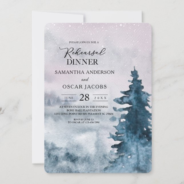 Invitación Acuarela moderna Inv. naturaleza del árbol de navi (Anverso)