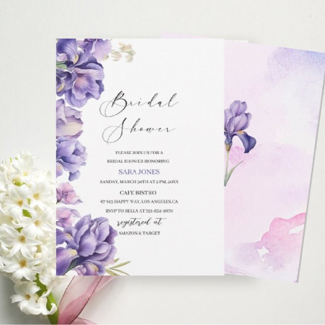 Invitación Acuarela moderna Iris Lilac Bridal Shower (Subido por el creador)