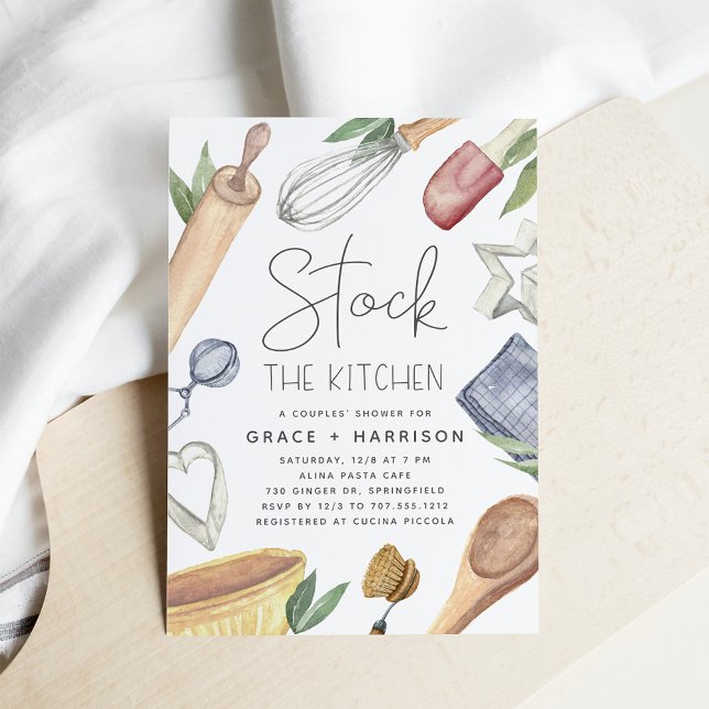 Invitación Acuarela Moderna La Ducha De Las Parejas De Cocina (Subido por el creador)