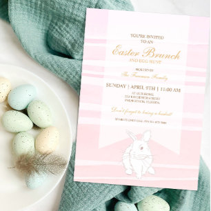 Invitación Acuarela moderna liebre Huevo Brunch de Pascua