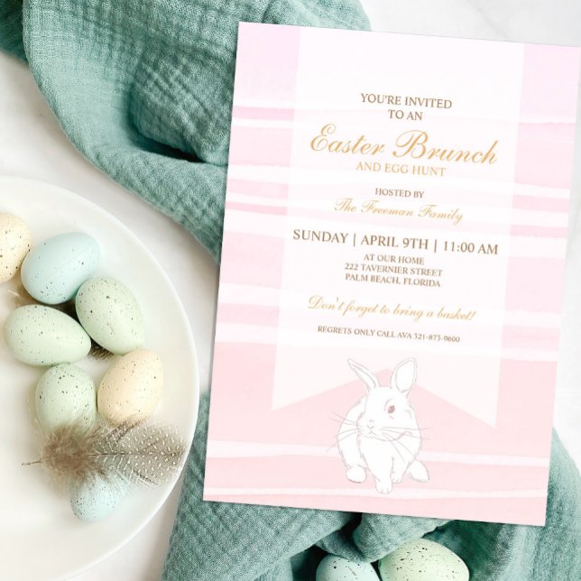 Invitación Acuarela moderna liebre Huevo Brunch de Pascua (Subido por el creador)