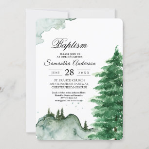 Invitación Acuarela moderna Naturaleza invernal Árboles verde