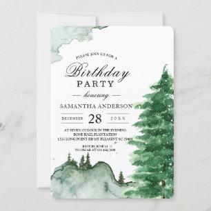 Invitación Acuarela moderna Naturaleza invernal Árboles verde