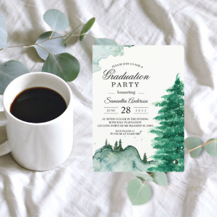 Invitación Acuarela moderna Naturaleza invernal Árboles verde