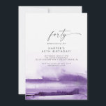 Invitación Acuarela moderna | Púrpura 40.º Fiesta de cumpleañ<br><div class="desc">Esta moderna invitación a la fiesta de cumpleaños 40 púrpura es perfecta para una elegante fiesta de cumpleaños contemporánea. La colección de diseño minimalista,  clásico y elegante presenta trazos de pincel de color agua en tonos bonito.</div>