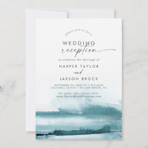 Invitación Acuarela moderna   Recepción de bodas Verde azulad