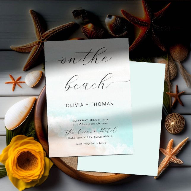 Invitación Acuarela moderna Tropical Beach Wave Aqua Boda (Subido por el creador)