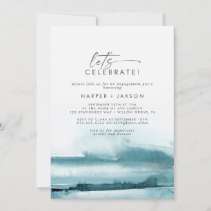 Invitación Acuarela moderna   Verde azulados Celebremos