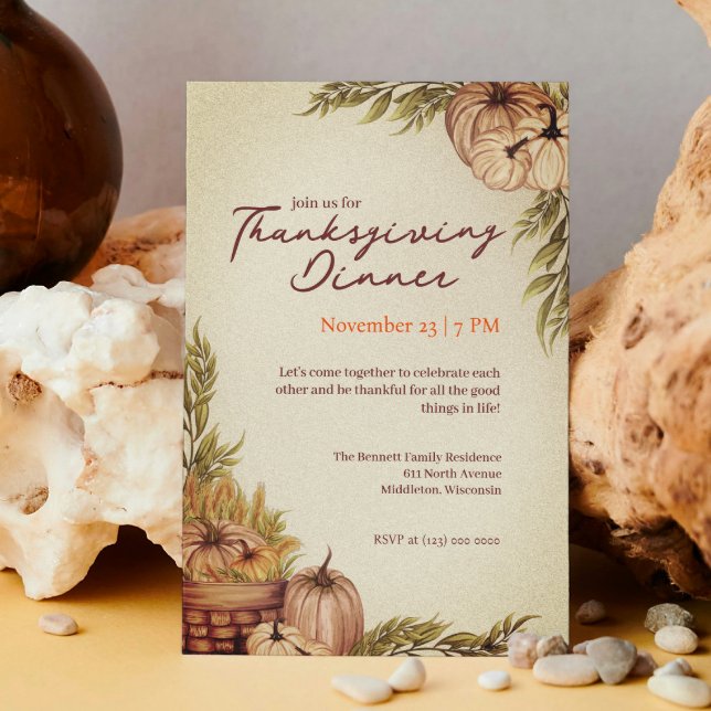 Invitación Acuarela Molesta Calabaza Rustica Día de Acción de (Subido por el creador)