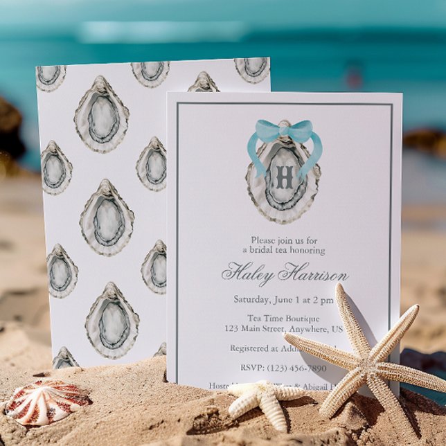 Invitación Acuarela Monograma Ostrador Costero (Subido por el creador)